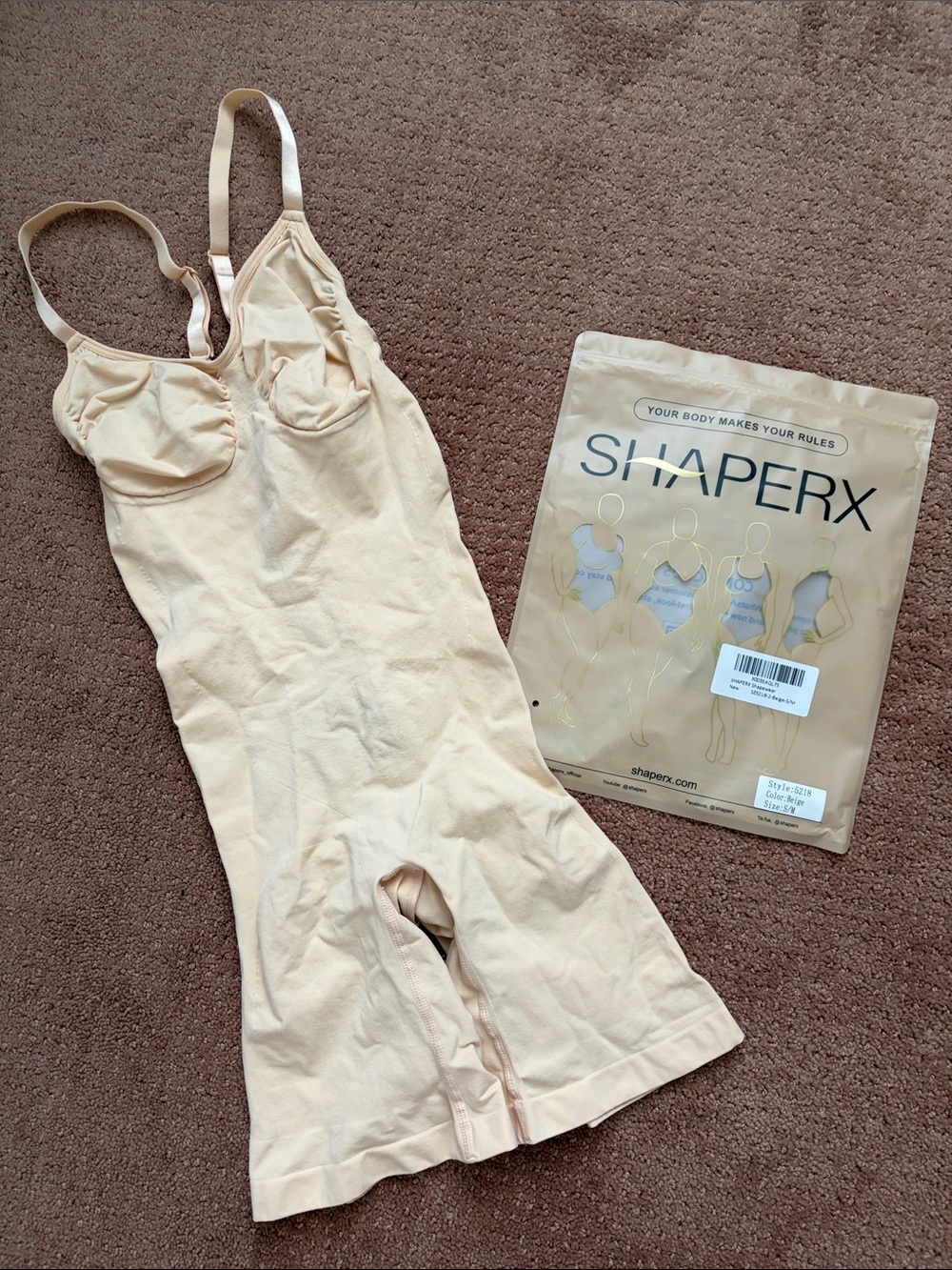 SHAPERX Tummy Control Mid-Thigh Bodysuit